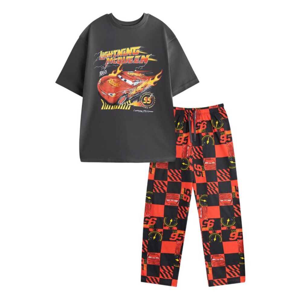 Cars Mens Lightning McQueen Short-Sleeved Long Pyjama Set / Multicolored